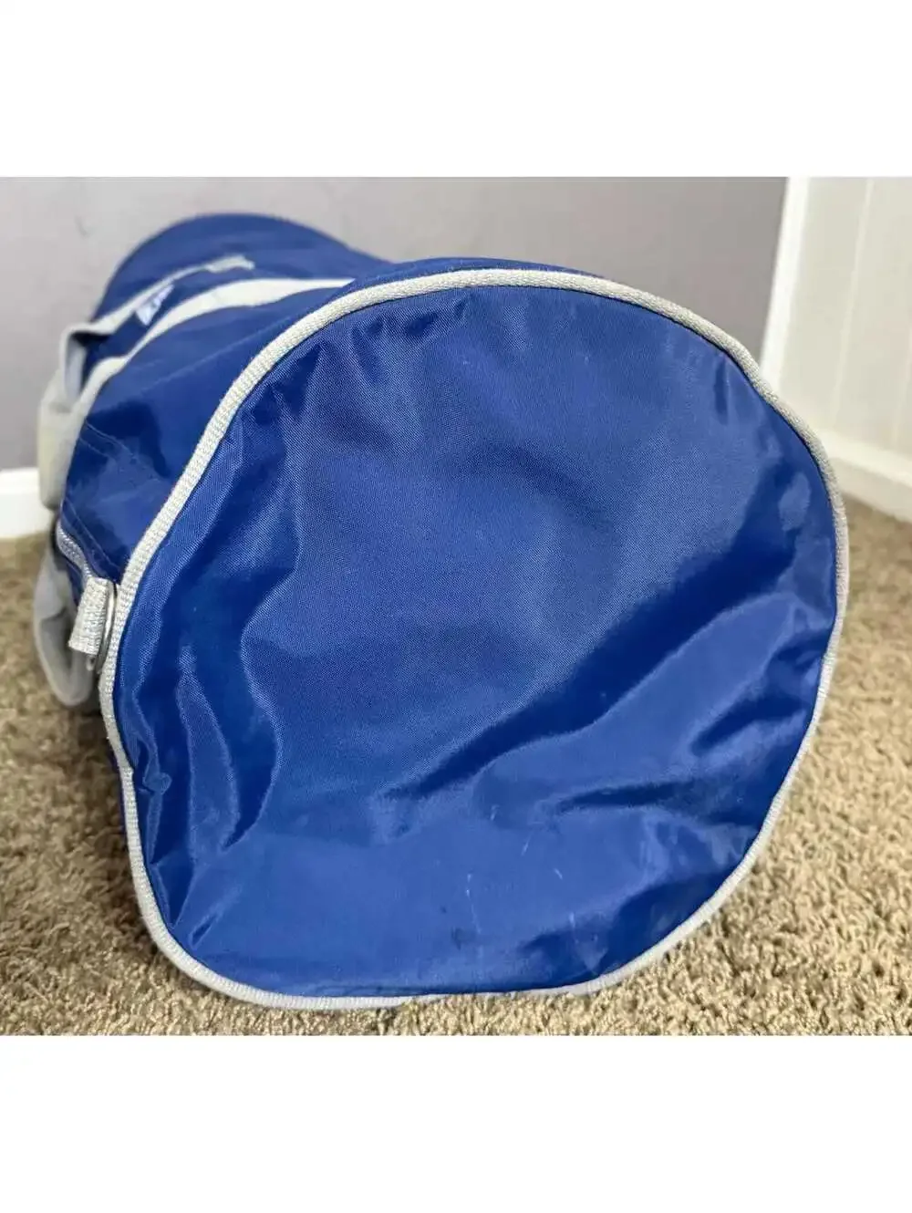 1980's Extra Large Duffle Bag from Lands' End Blue + Gray Nylon Canvas